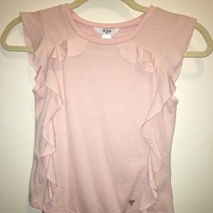 Girls Guess t-shirt size 10/13 ruffle shoulders